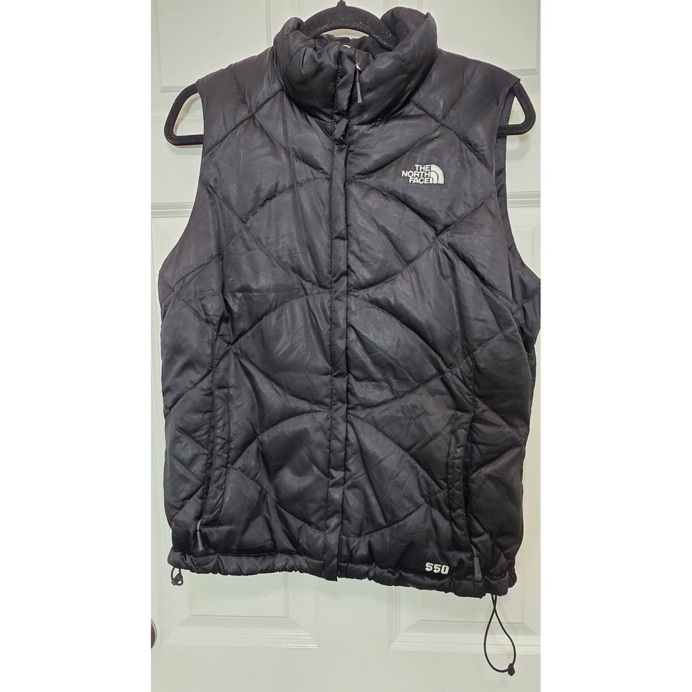 The North Face 550 Down Puffer Vest Womens Medium Black Quilted Gilet Outerwear